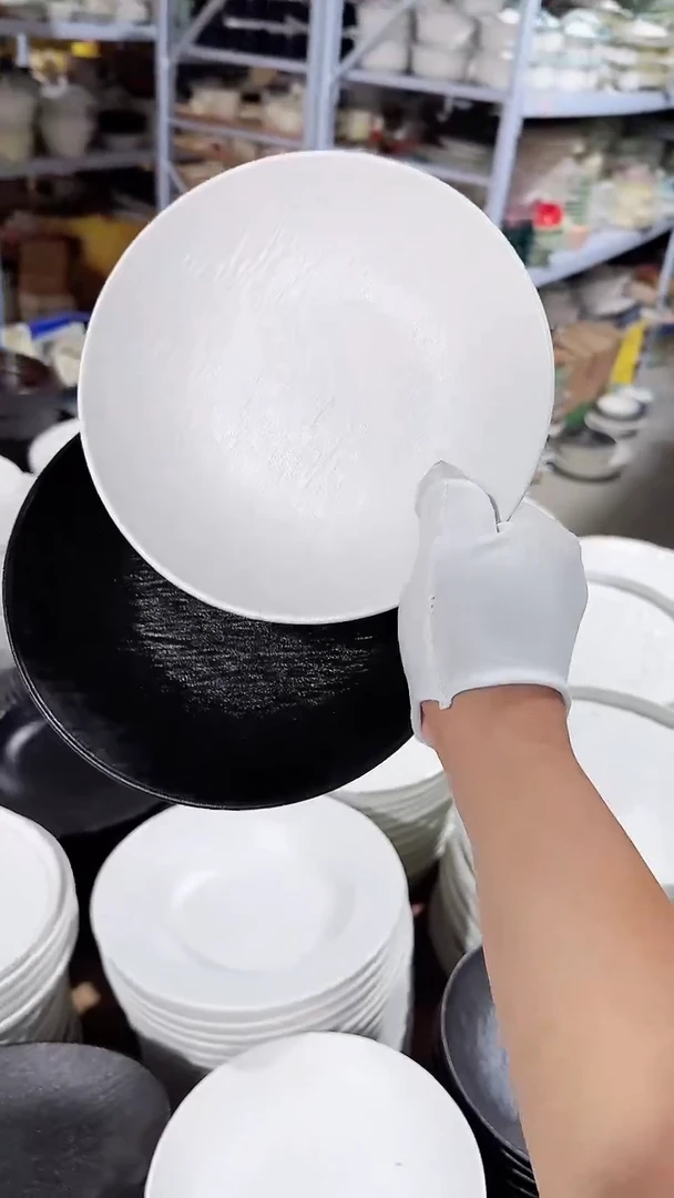 碗2个深盘岩石纹 8英寸 微瑕