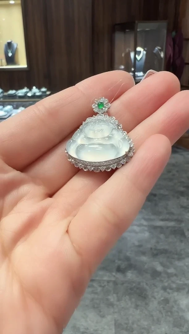 【闪购商品】翡翠吊坠(不含链)18K金镶嵌57】