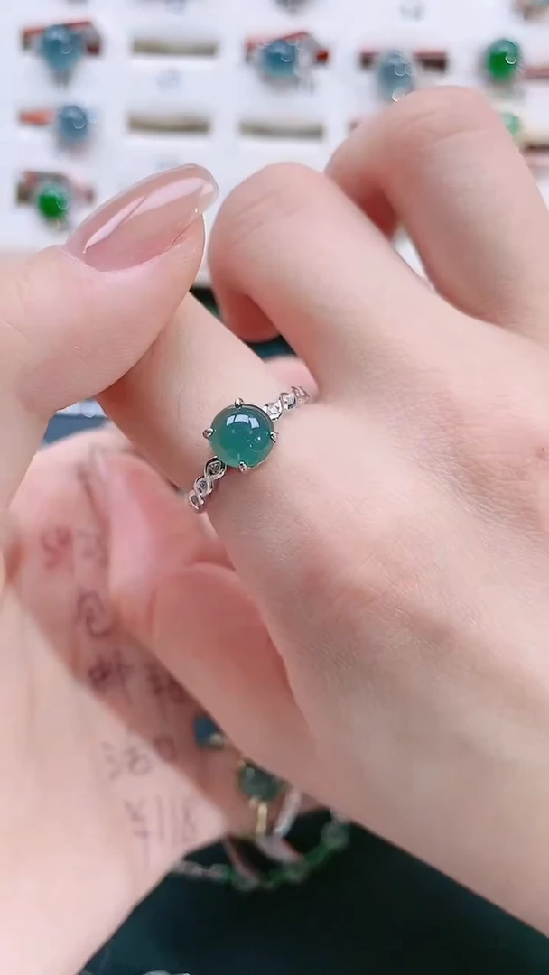 银S925镶嵌戒指翡翠天然翡翠