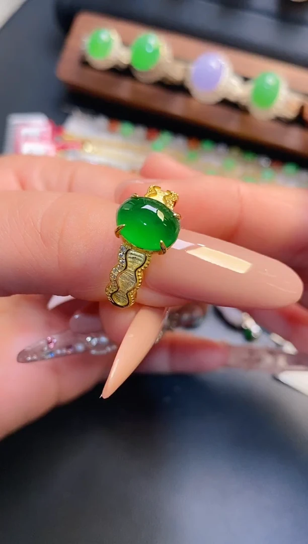 银S925镶嵌戒指翡翠天然