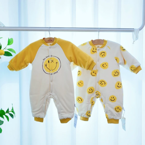 【5304】 米乐熊 笑脸前开棉哈衣