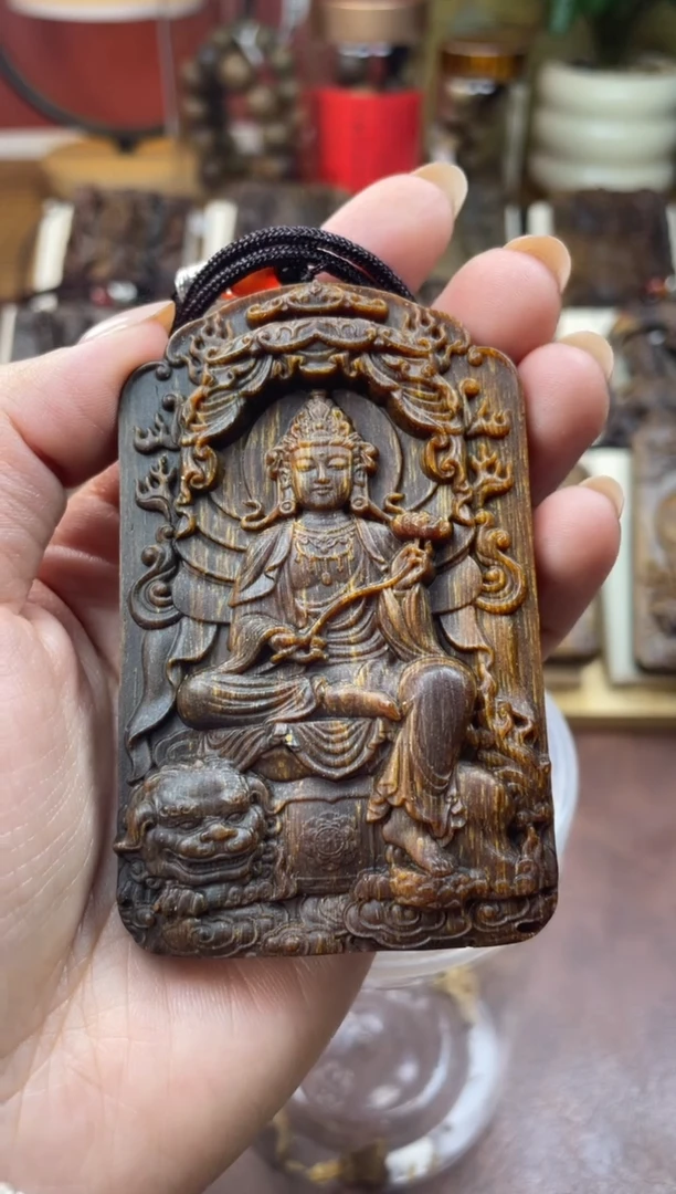 木木雕款芽庄 十二生肖守护 文殊菩萨 8cm送养香瓶