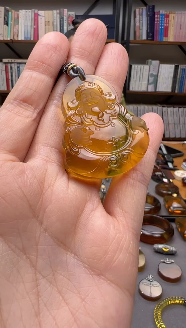 【闪购商品】琥珀颈饰未镶嵌财神吊坠