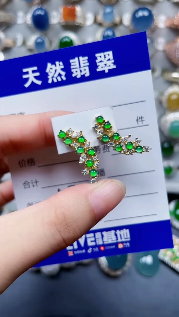 银S925镶嵌翡翠耳饰127