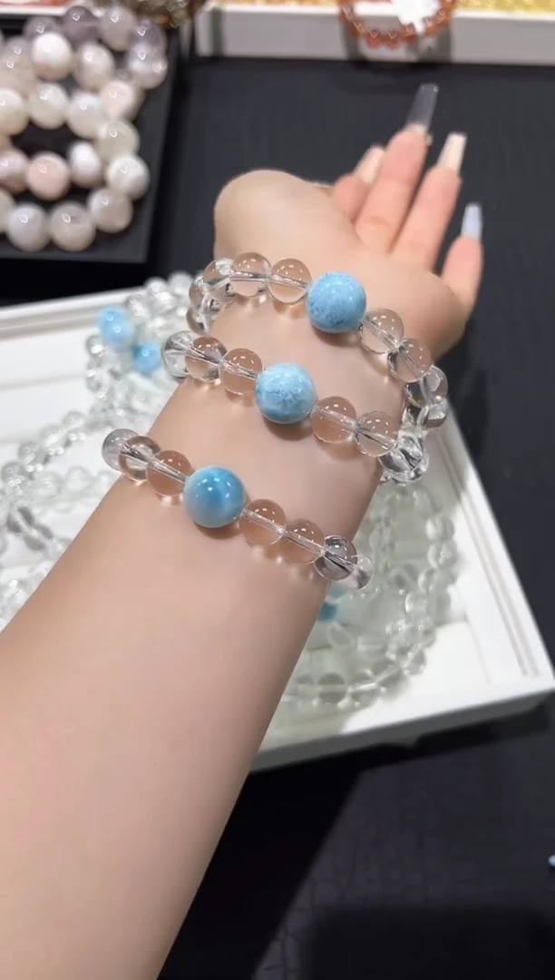 水晶手链未镶嵌8e多样性发其一【1条】默认微瑕/顶珠13+mm