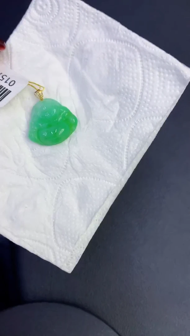 颈饰18K金镶嵌翡翠缅甸天然翡翠a货