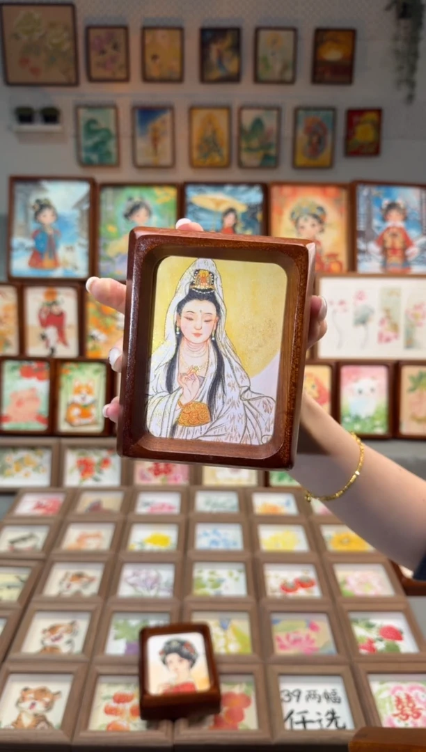 国画静心观音 手绘国画4