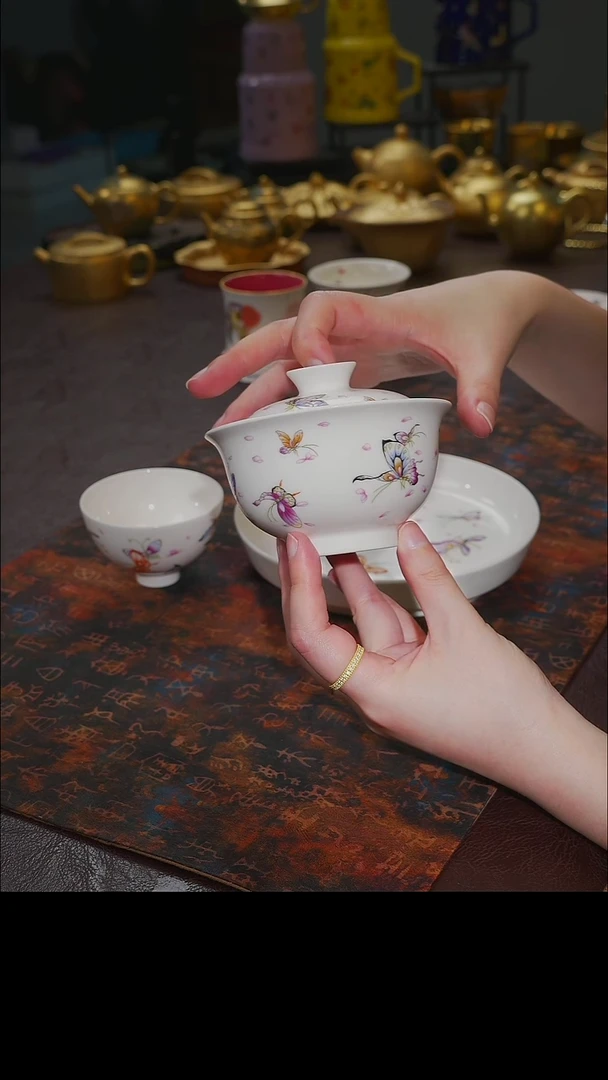 杯【宜景窑蝶舞系列】盖碗