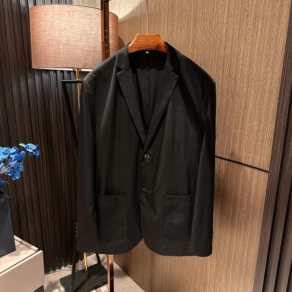 【抗皱透气 商务经典】2025春季男士薄款纯黑色修身轻便西服西装