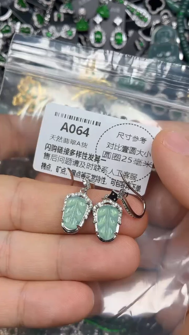 颈饰未镶嵌翡翠A064耳钩