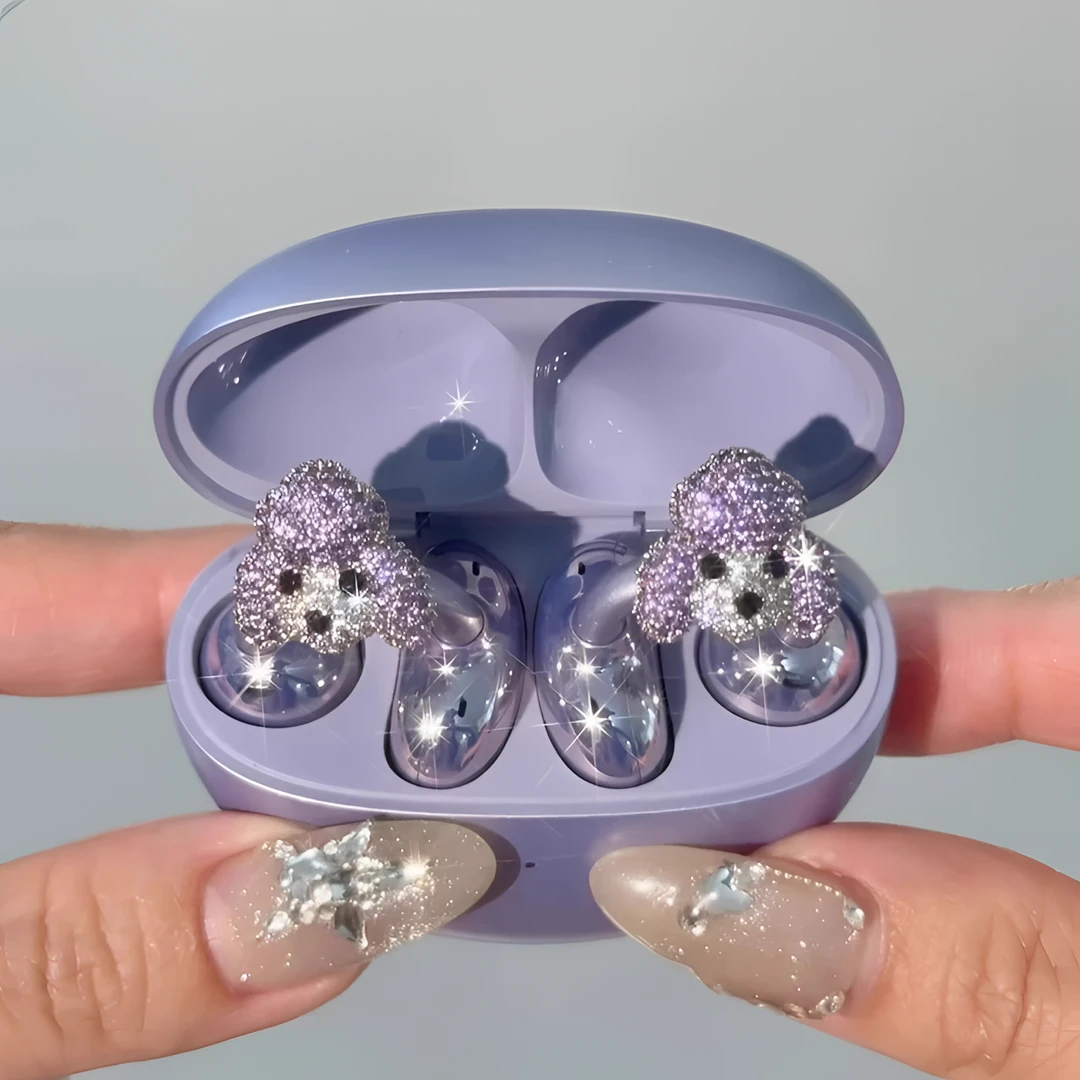 铜合金耳饰 适用于freeclip耳机夹扣紫色贵宾犬爆闪夏季女款配饰