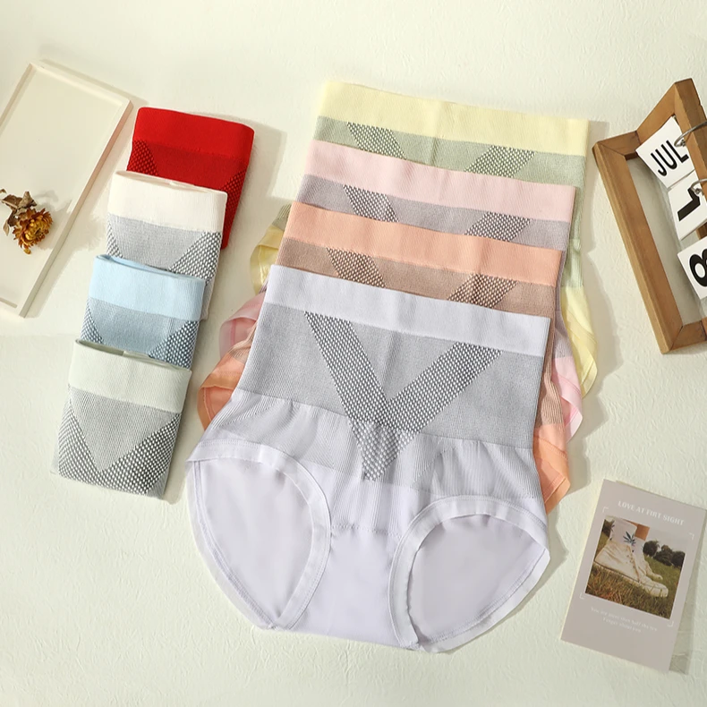 8条装V绷带7A抑菌除螨净化紫外线光变桑蚕丝底档高腰收腹内裤LF
