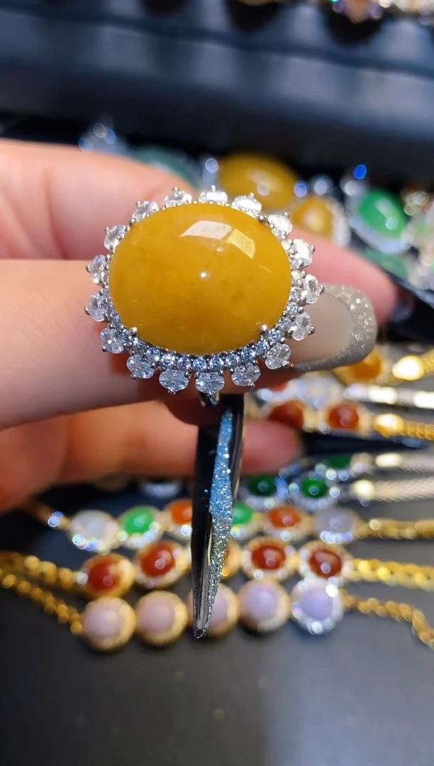 银S925镶嵌翡翠耳饰天然
