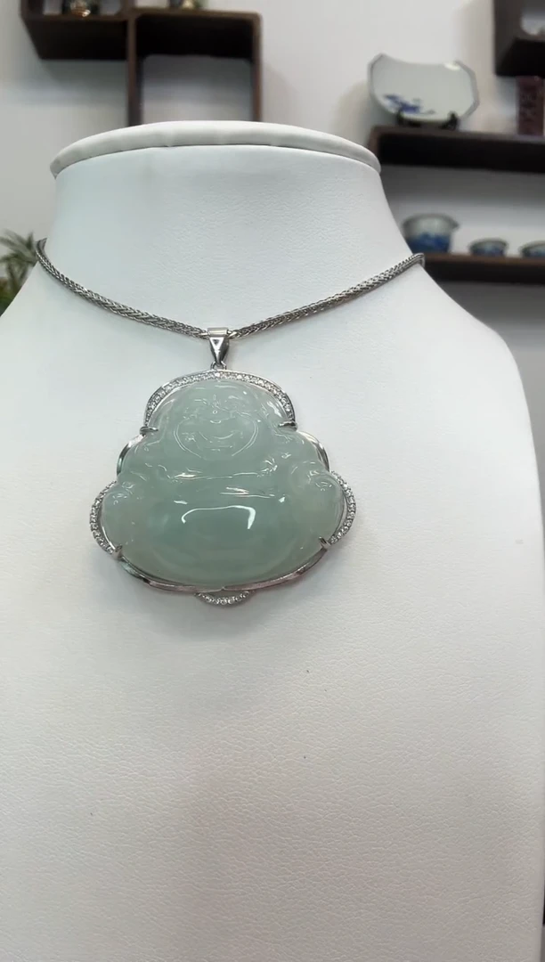 吊坠(赠链)银S925镶嵌翡翠佛公