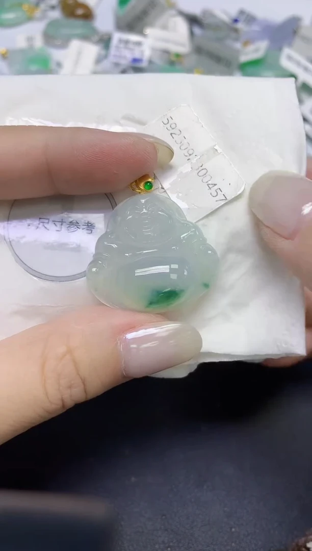 颈饰18K金镶嵌翡翠天然缅甸翡翠A货百元以上9元证书费自理