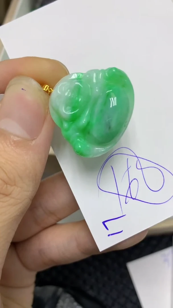 颈饰18K金镶嵌翡翠缅甸A货翡翠