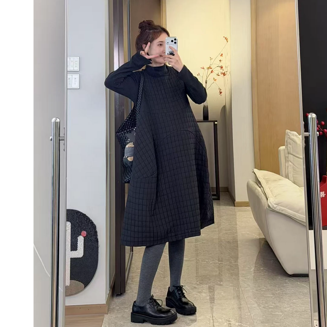 时髦孕妇装新款秋冬长袖加厚德绒打底衫加宽松韩版马甲裙洋气套装