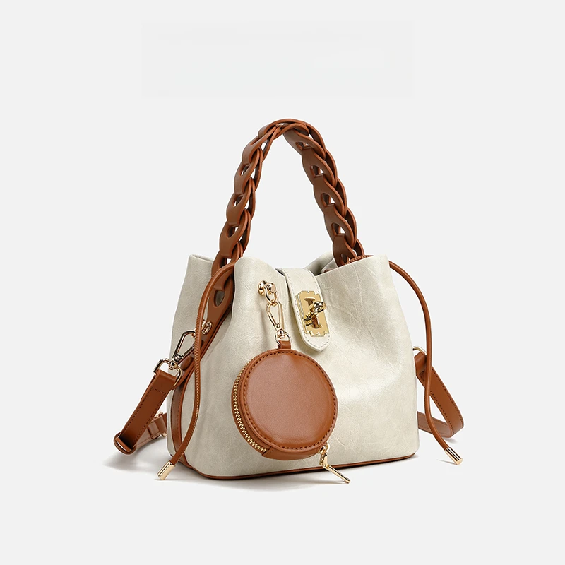 新款高级感爆裂纹拼色编织手提女斜跨包yq-8120