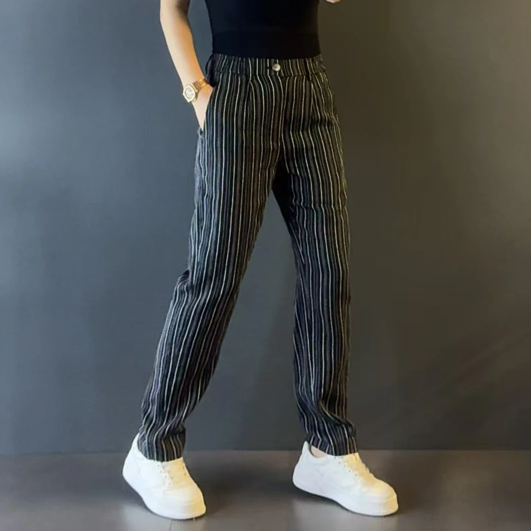 迪卡里奥费雷男士棉麻色织休闲裤127639秋冬棉麻混纺时尚休闲裤