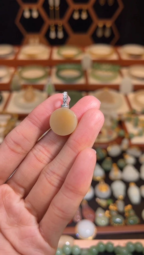 银S925镶嵌和田玉挂件放漏