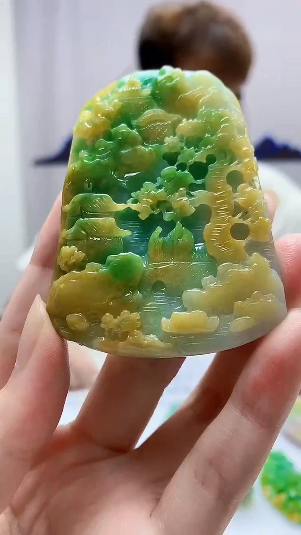 定制翡翠未镶嵌4868zm-毛货挂件山水120