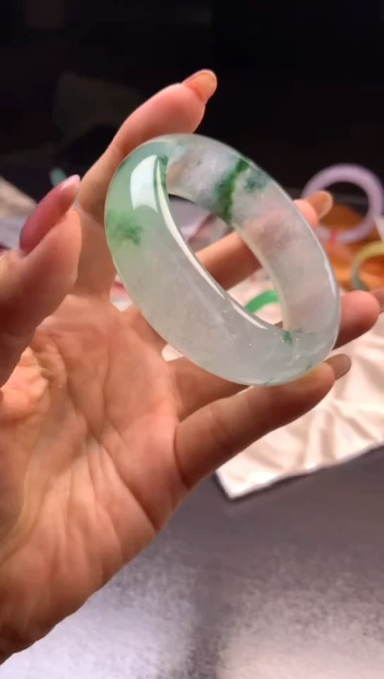 未镶嵌手镯翡翠缅甸天然翡翠A货冰飘花手镯