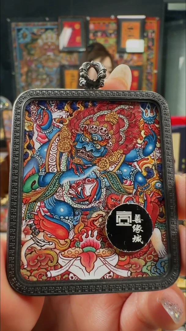 吊坠壹善缘城手绘唐卡大黑天