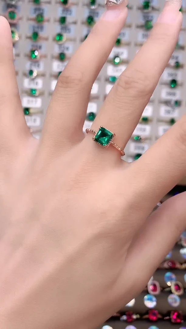 戒指透辉石银S925镶嵌玫瑰金