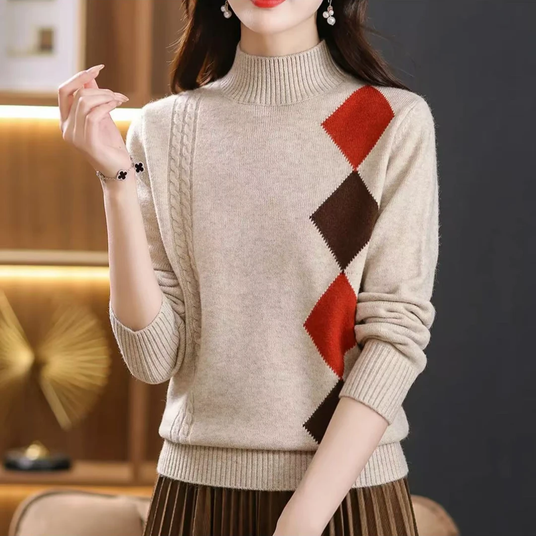 305#新款长袖半高领秋冬针织衫5 73