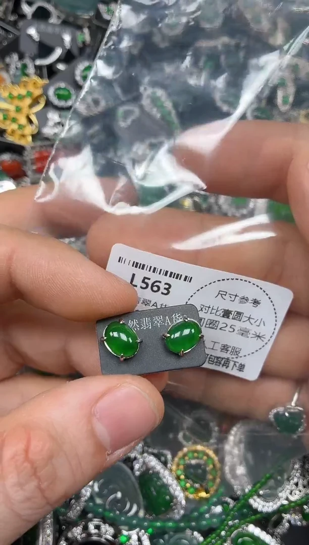 颈饰未镶嵌翡翠L563耳钉