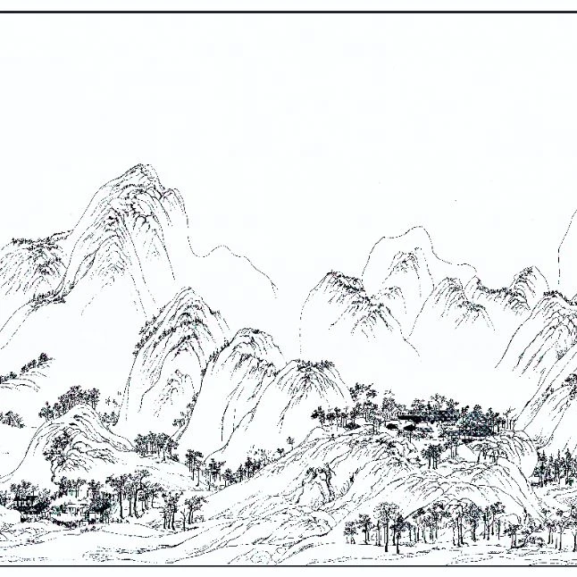 【千里江山图】工笔画纸质版线稿高清长图局部