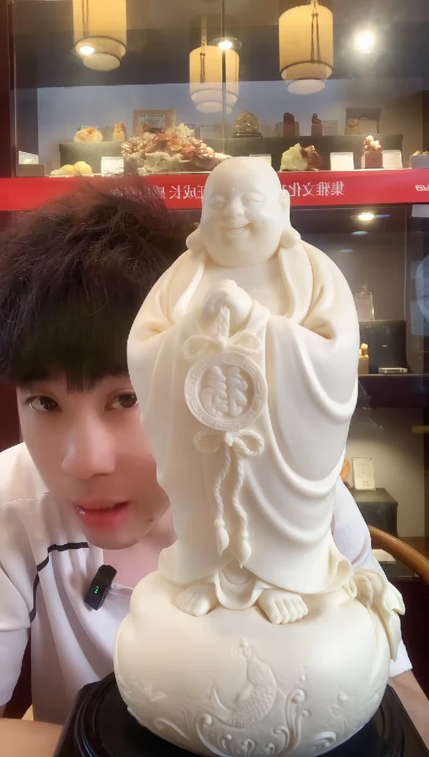 德化白瓷林建胜老师的年年有余高度30公分