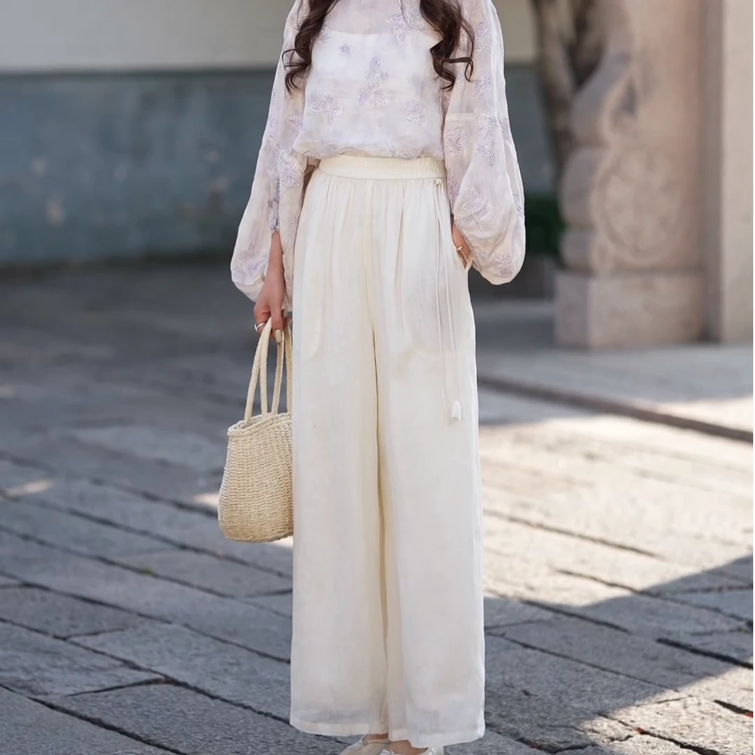 5315夏季阔腿裤长裤森系中国风休闲裤气质百搭宽松时尚文艺唐装