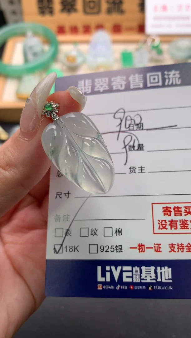 翡翠18K金镶嵌颈饰10139980