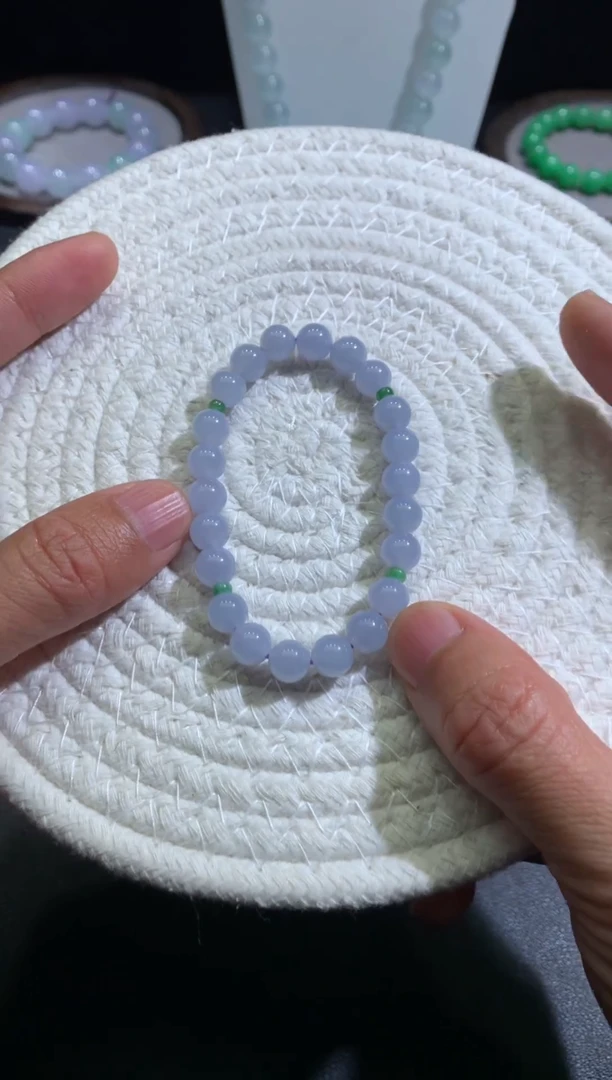 未镶嵌手链翡翠天然缅甸翡翠A货紫罗兰手串卡8mm