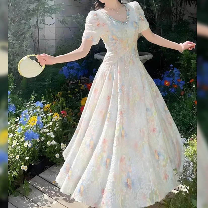 大码女装300斤胖MM时尚高级感气质绑带收腰显瘦V领连衣裙67004