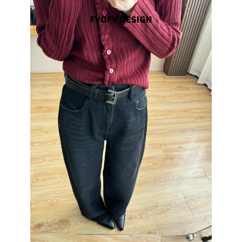 FVOFV【大黑牛】过冬神裤！一体特绒复古磨边拖地牛仔裤CH0020（掉色）