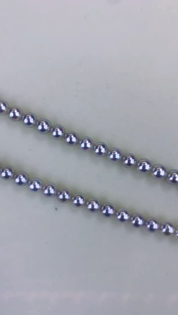 银S925镶嵌DA海水珍珠 GD009 5.5-6 blue rose串链带sk大证