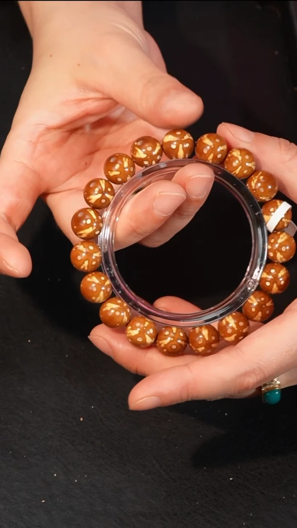 紫金鼠手串头货精品熊猫正圆光珠-