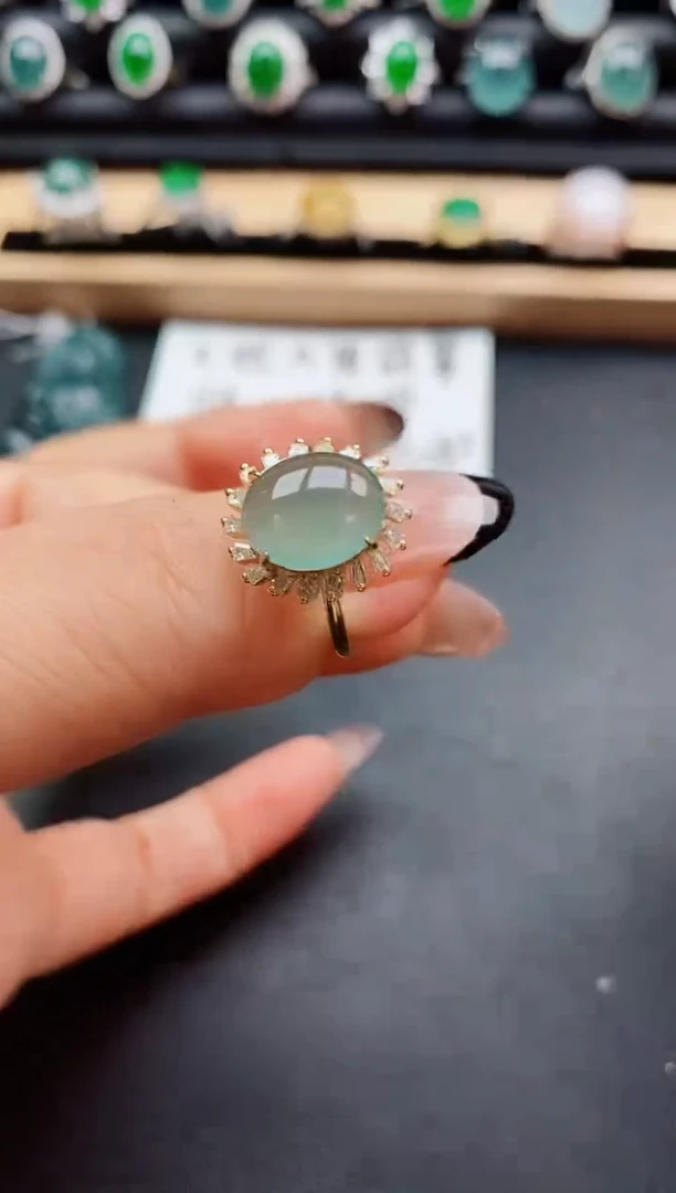 翡翠戒指银S925镶嵌508050