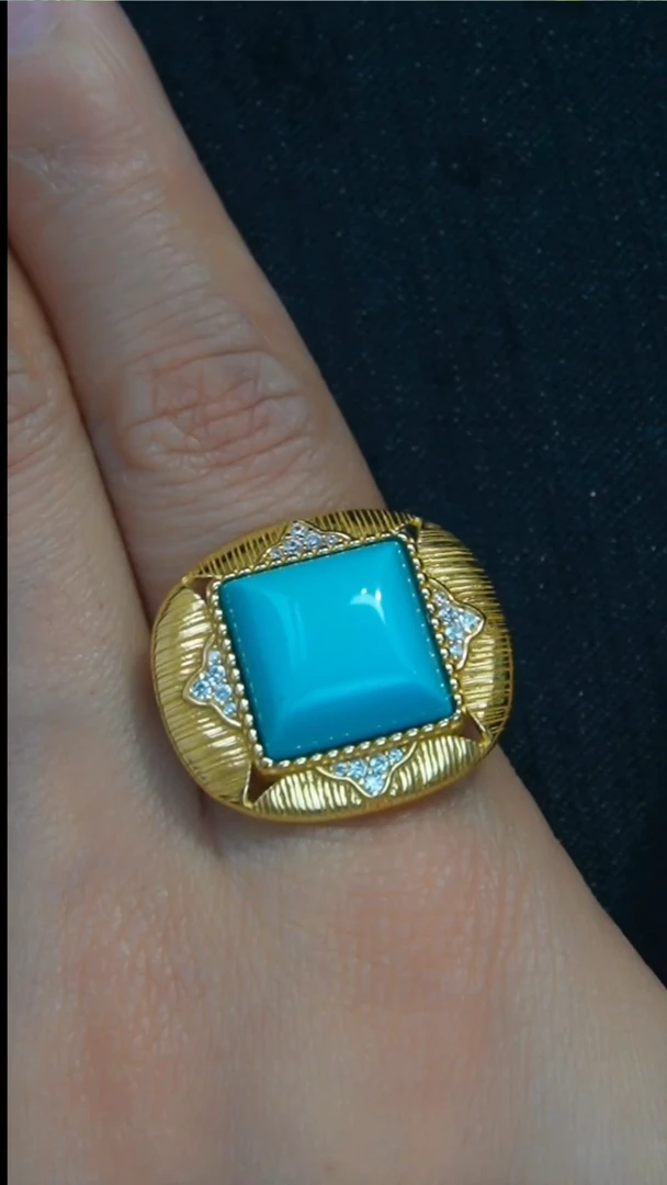 银S925镶嵌绿松石戒指发货一件