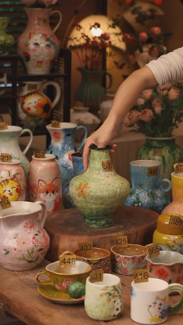 陶瓷景德镇设计师手作花器摆件侘寂风537