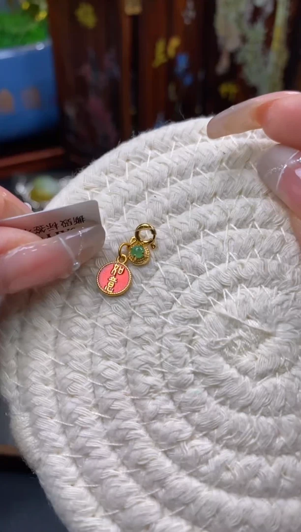 颈饰银S925镶嵌翡翠净货14141