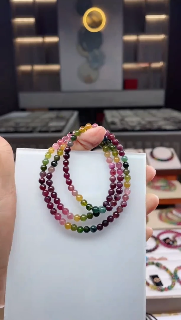 未镶嵌三圈手串碧玺（多样性发一条）Q