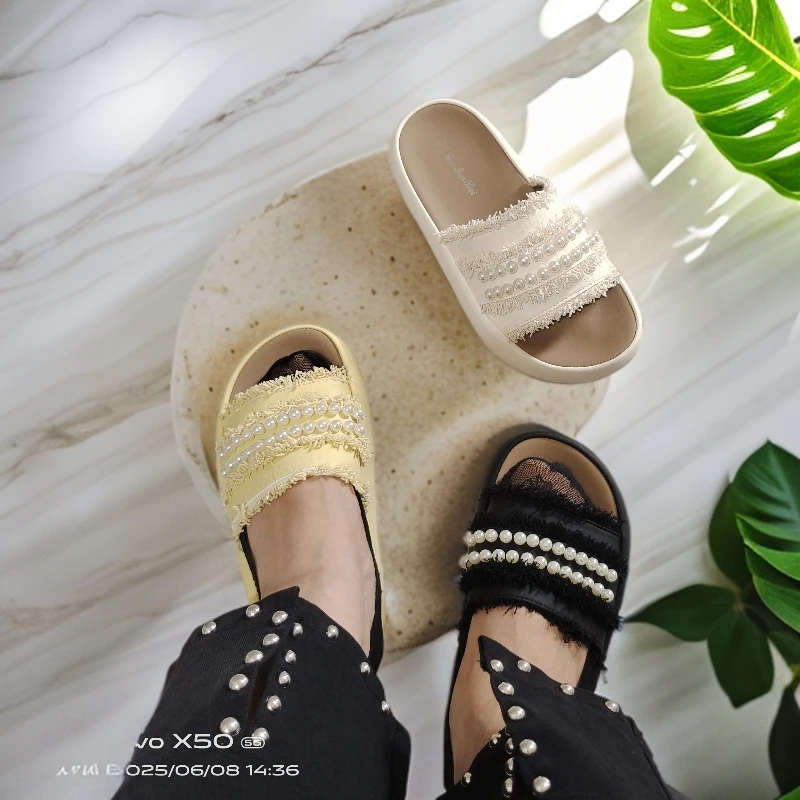 67岩水钻纯色编织舒适一字拖修面皮女鞋平底夏季网红韩版14