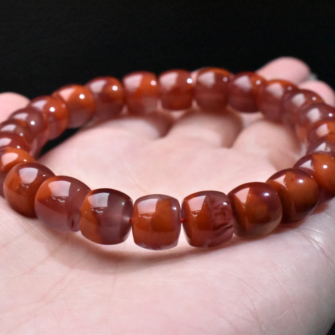 【一九珠宝】卡9mm南红瓦西火焰直切手串-多样性发一件 YJ9836-2