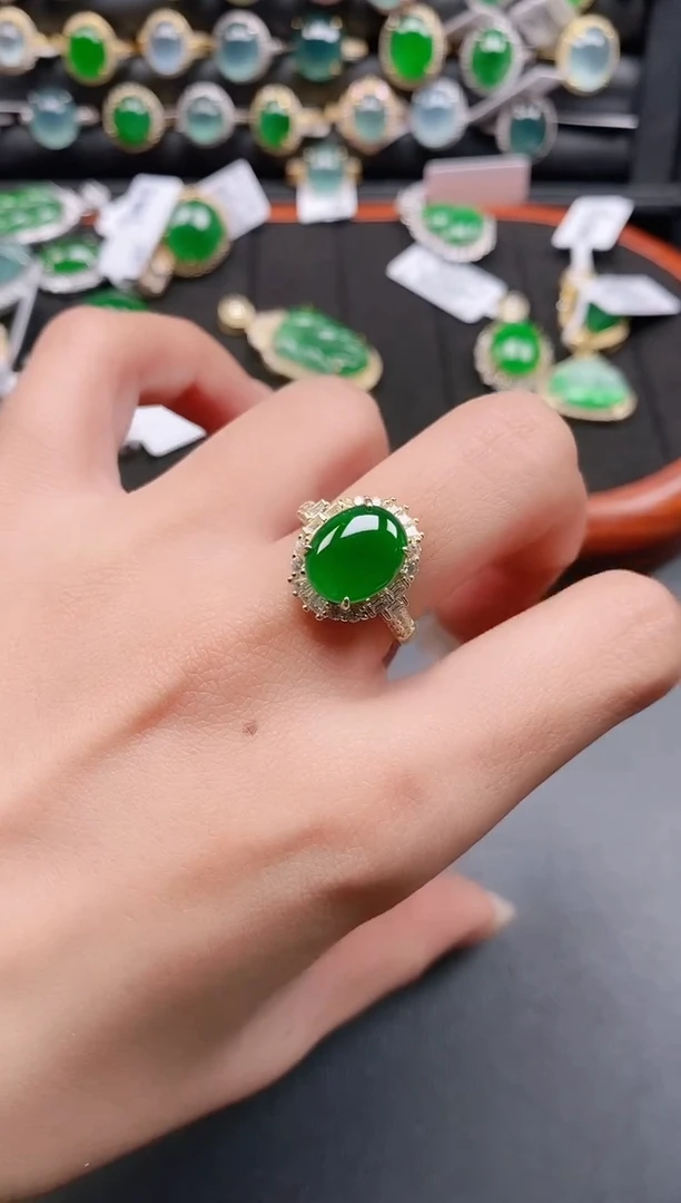 银S925镶嵌戒指翡翠111