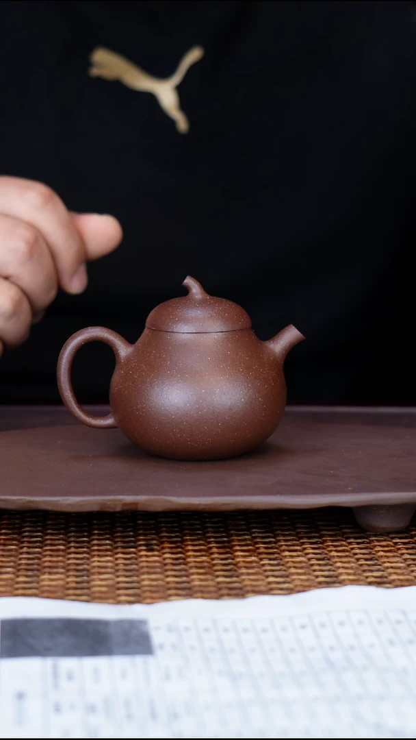 茶壶紫砂汀禾紫砂全手工紫泥《茄瓜》125cc