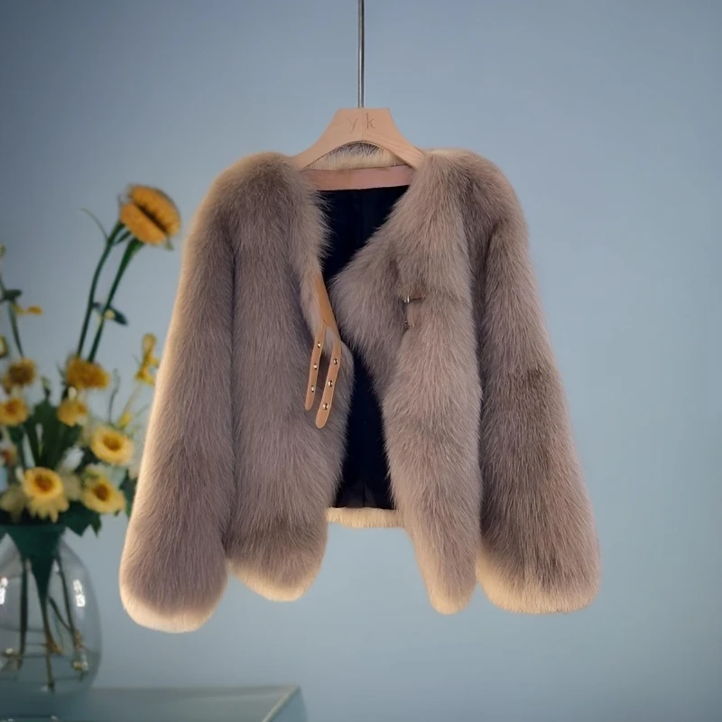 人造皮草 冷风格高端环保皮草2025冬季新款皮草连体小香风格夹克