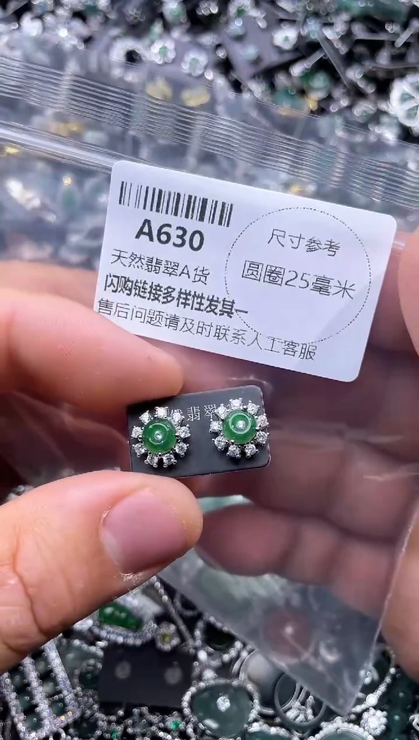 【闪购商品】翡翠颈饰未镶嵌A630耳钉